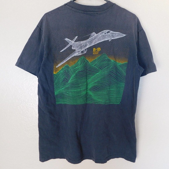 Vintage 80s Fighter Jet B-1B Military Plane Shirt Adult XL Single Stitch RARE - Picture 4 of 14